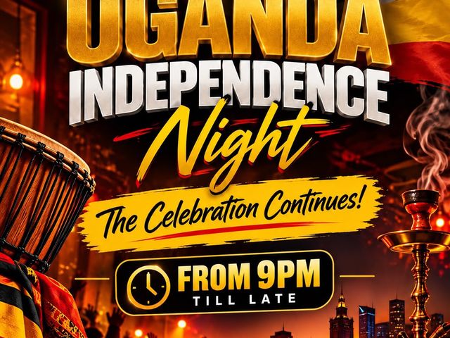 Poster for Uganda Independence Night, the evening continuation at Partian Restaurant and Shisha Bar